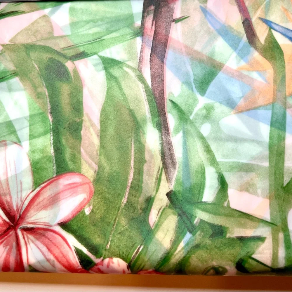 Tropical Palm & Flamingos Peva Shower Curtain Birds of Paradise Flowers Leaves